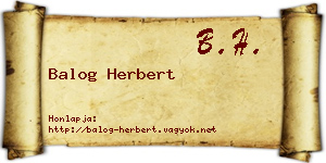 Balog Herbert névjegykártya